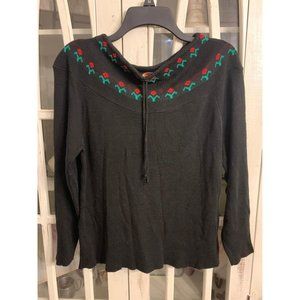 Vintage Jolie Knitwear woman’s floral sweater, size Medium (bin J)
